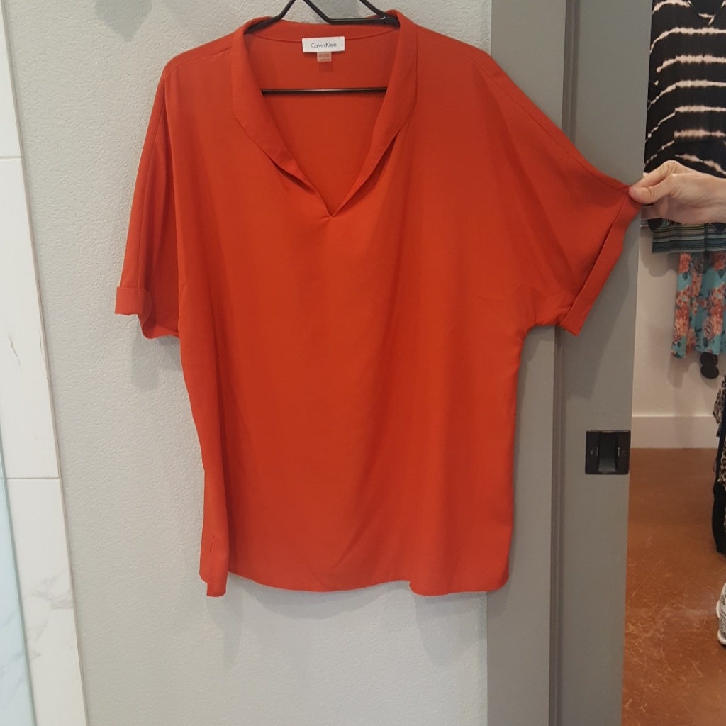 Polyester Cuffed, Collared Blouse